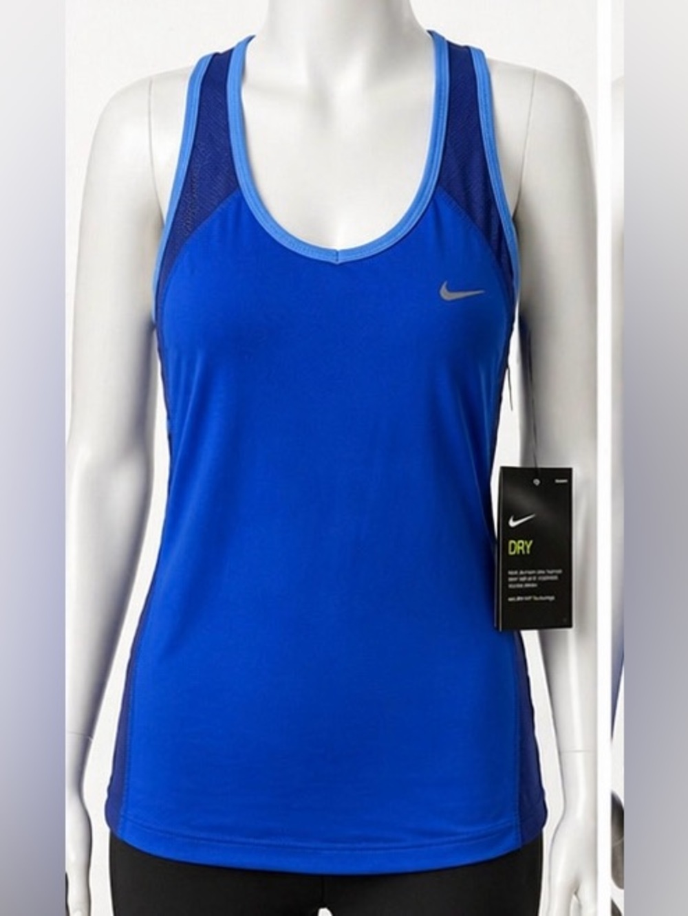Nike Blue Racerback Performance Tank with Light Blue Trim
